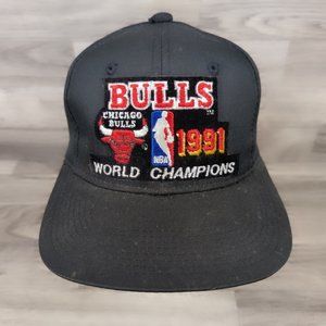 Vintage Chicago Bulls Hat Snapback 1991 NBA Championship Sport Specialties Black